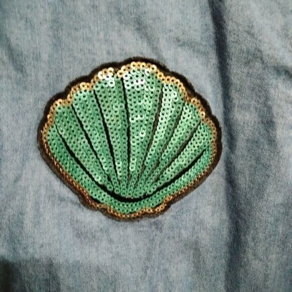 Oh My Disney Ariel Mermaid Blue Chambray Bomber Jacket - Picture 2 of 6